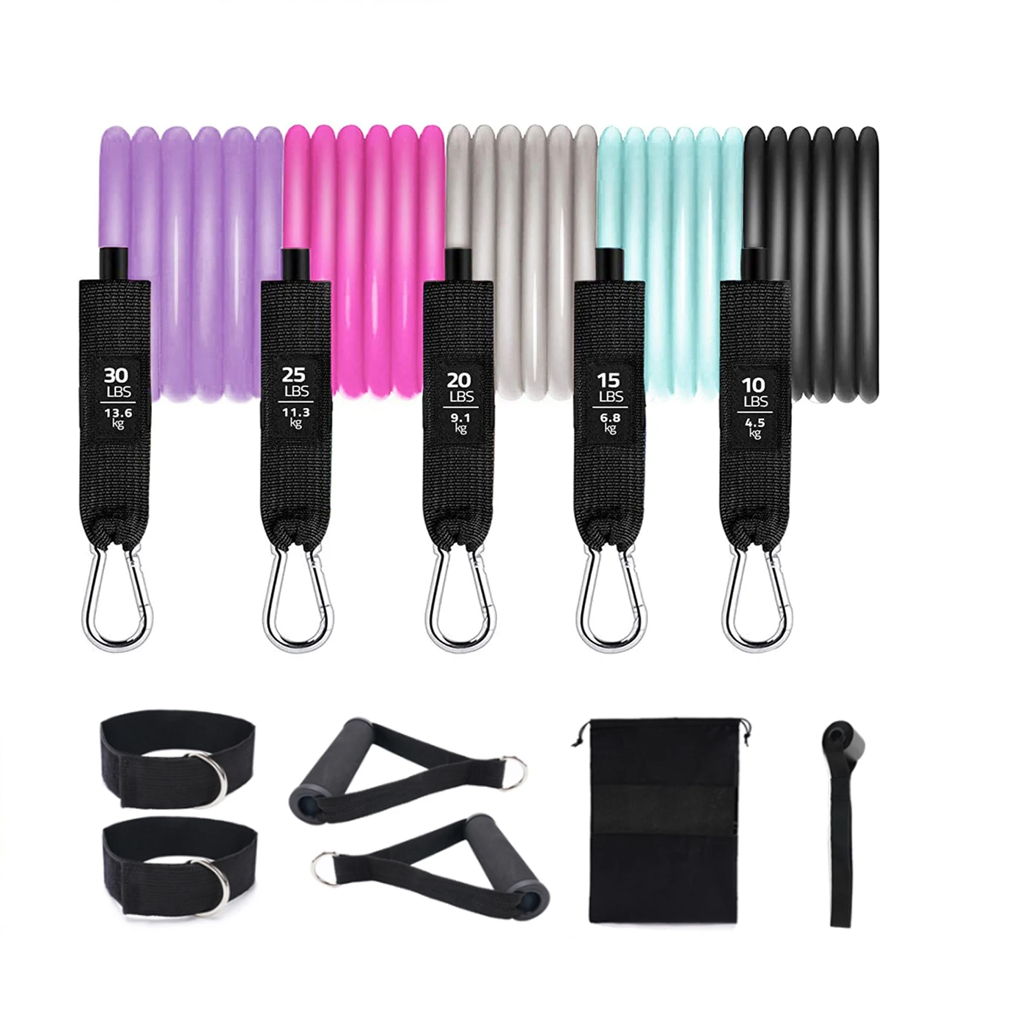 

Customized Logo High quality Pink theme 11pcs resistance bands set for woman body building