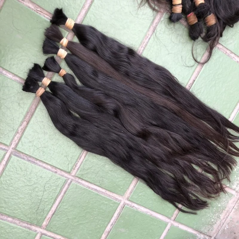 

Best quality human hair donor raw material virgin hair bulk, 100% natural black color