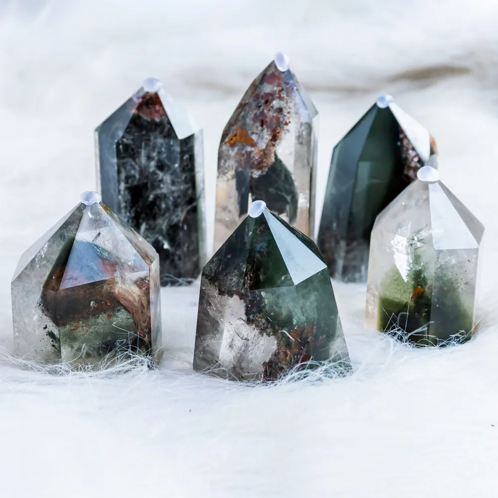 

Wholesale Natural Healing Crystal Gemstone Phantom Quartz Point Tower Reiki Crystal Stone For Home Decoration