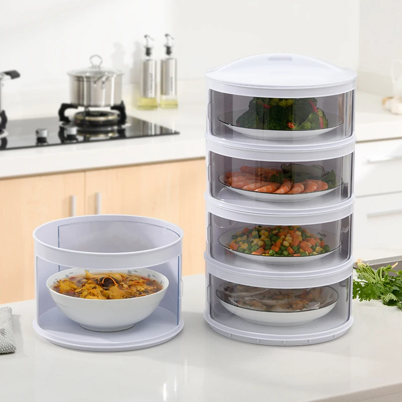 

Stackable Multilayer Dish Restaurant Table Organizer Box Fresh Kitchen 5 Layer And Plate Insulated Food Cover