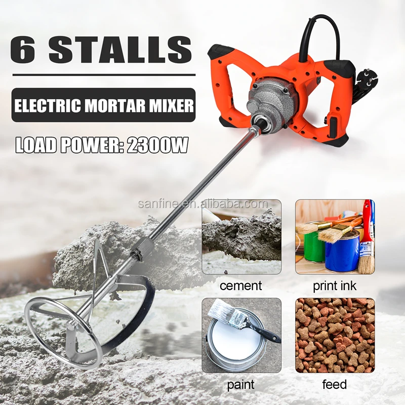 Electric Hand Held Concrete Mud Mixer Machinery High Speed Putty