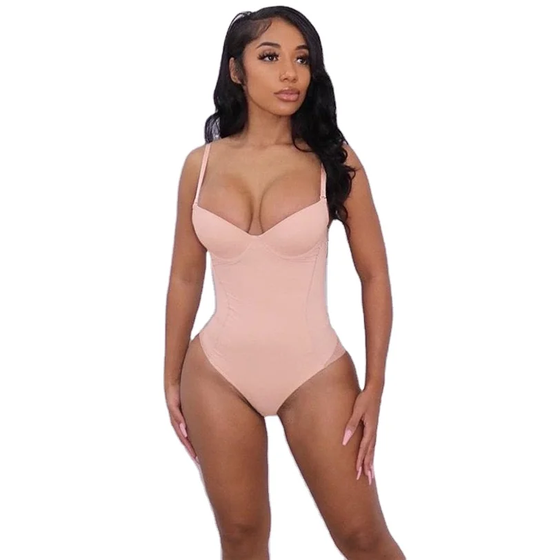 

K21K10263 2022 Fashion Solid Color Skinny Bodysuit Party Club V-Neck Stretch Women Sexy Bodysuit