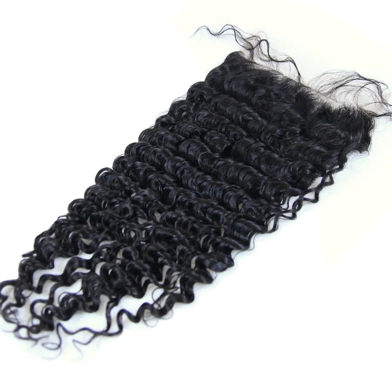 

Cambodian Human Hair Closure Deep Wave Natural Black Mink Raw Cuticle Aligned Transparent 7x7 Lace Hair Closure Piece