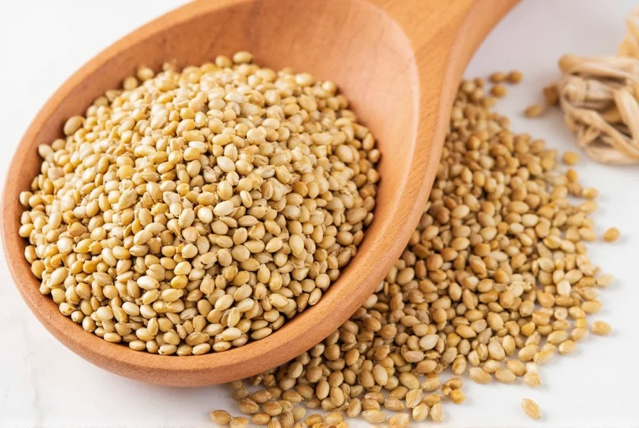 Close-up of fenugreek seeds soaking in glass jar with water, showing texture change after 12 hours