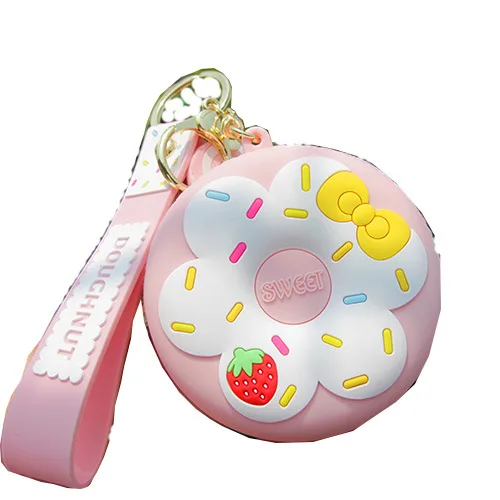 

2021 latest new designer fashion cute donut wallet bags small cute silicon keychain coin donut purse for girl women brand luxury