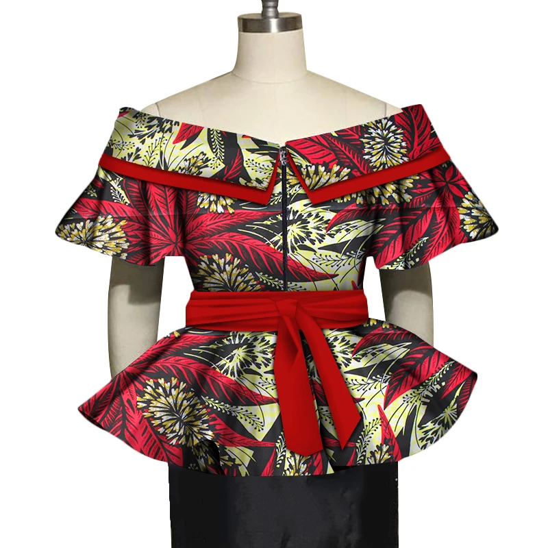 

2020 New kente African clothing or Women Summer Batik Pattern kitenge top designs Africa Style Print Rich Bazin Dashiki Top