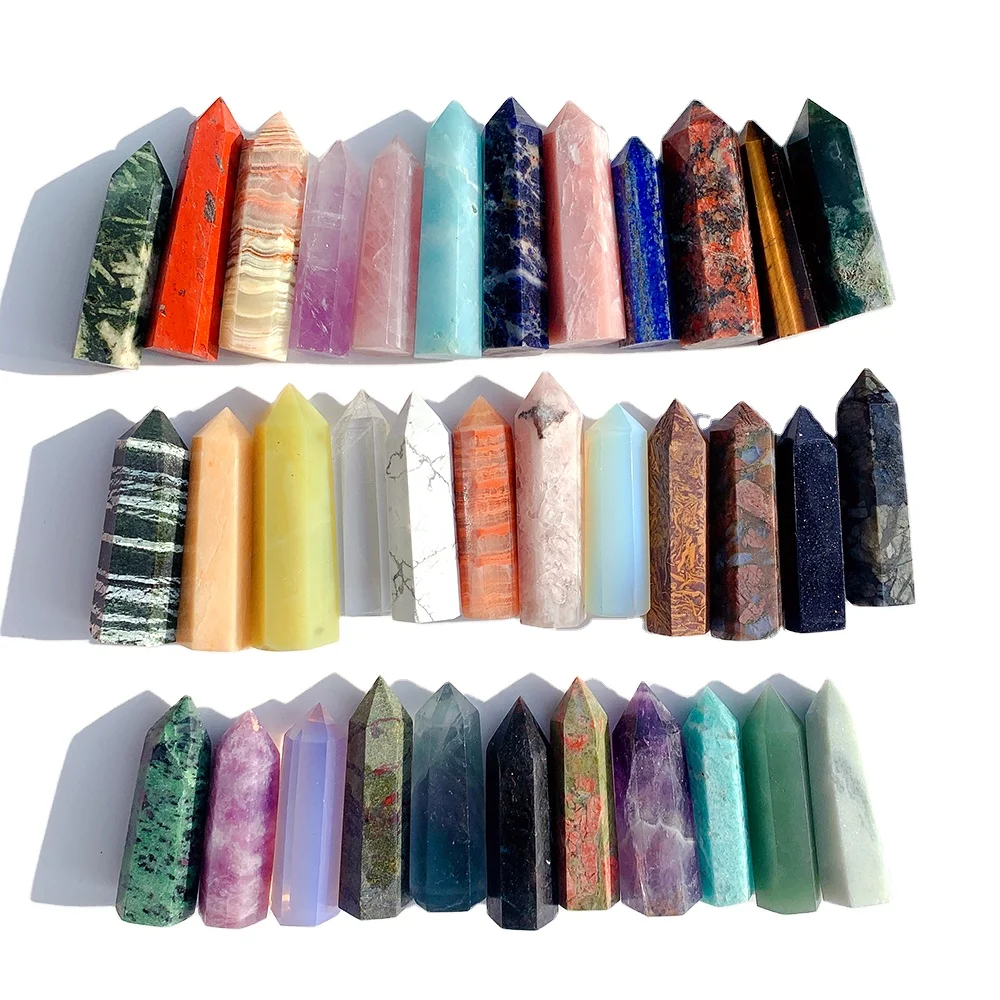 

Wholesale Natural amethyst tower crystal wand healing stone rose quartz crystal point home decoration gift