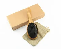 

Gift Box Packing Bamboo Wooden Bore Bristle Pro Eco Hairbrush for Thin Natural Soft Fine Hair