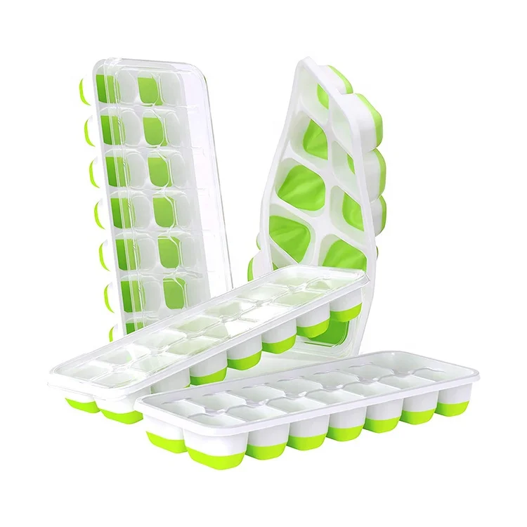 

Custom Portable BPA Free Silicone 14 Ice Cube Trays with Lid