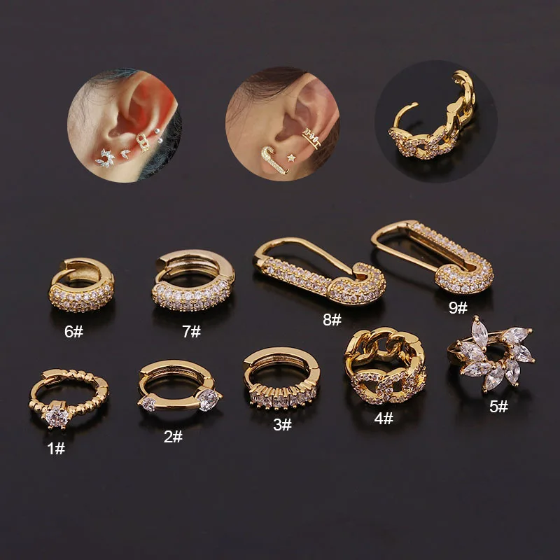 

20100508 Fashion cartilage ear clip Piercing earrings Zirconia Crystal Huggie Earrings copper paper clip ear clip