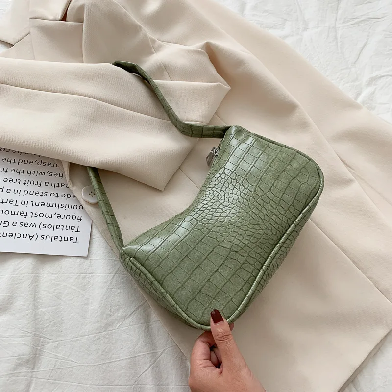 

RTS Fashion Designer Crocodile Pattern All-match Underarm Bag Women Handbags Ladies Shoulder Bolsos de Mujer, Purple blue brown green white black