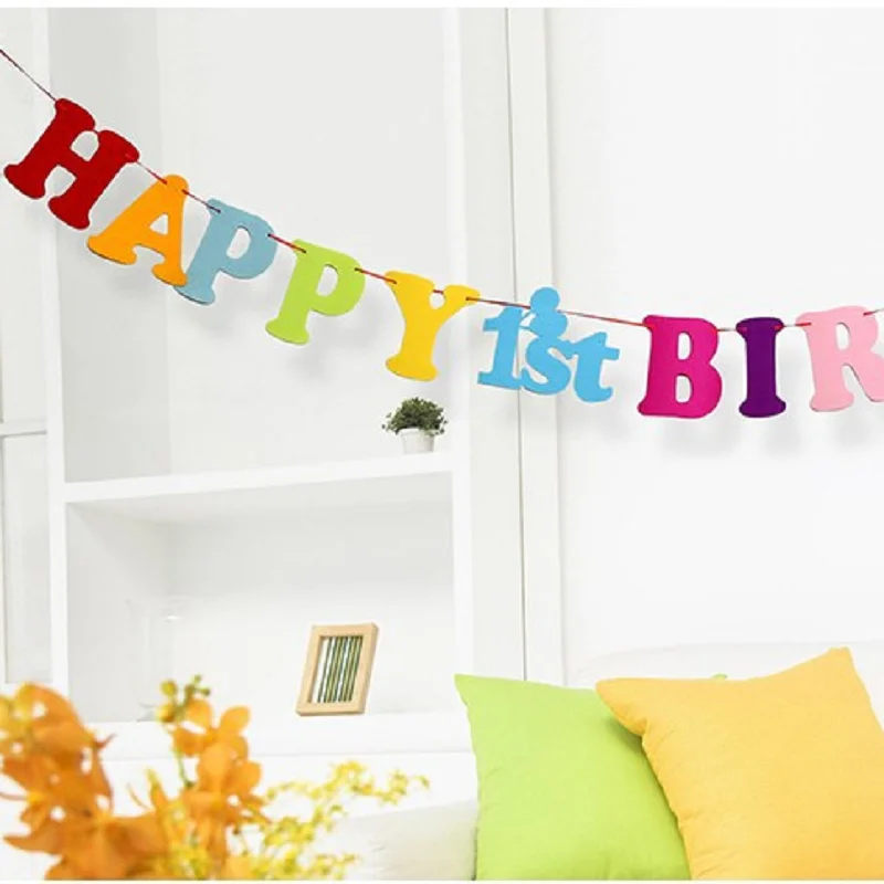 new design 2020 happy birthday felt bunting flag