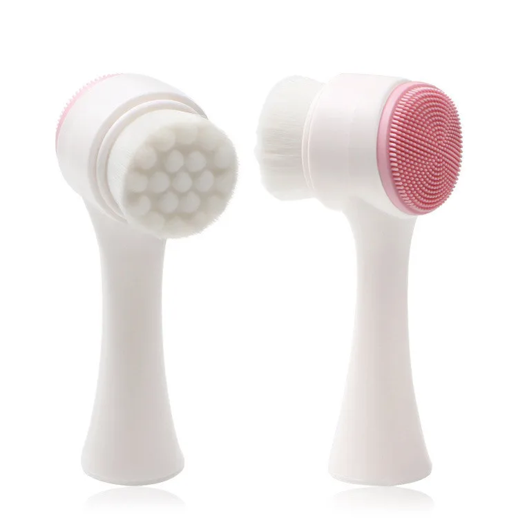 

3D Double Sides Silicone Wash Face Exfoliate Brush Cleaning Facial Cleansing Brush Private Label