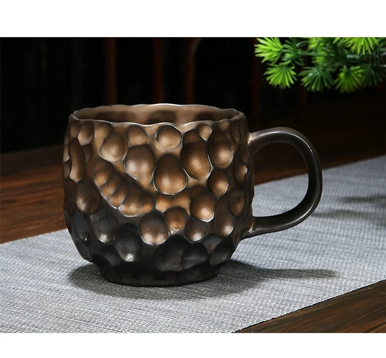 

Ceramic Birthday Gifts Custom Logo Coffee Cup Vintage Kiln Change Mug Creative Tea Cup, Cat eye blue