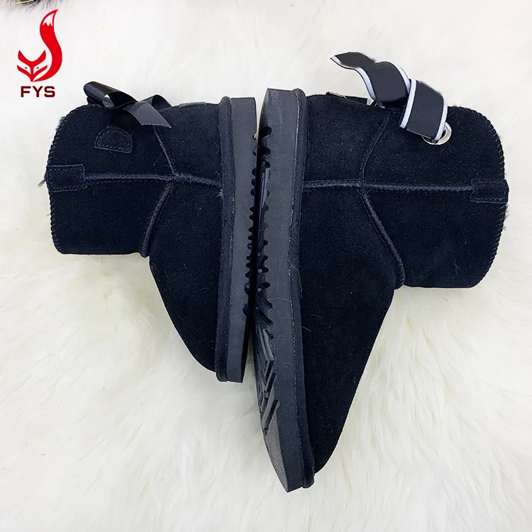
Popular new design ribbons design womens snow ankle fur boots for women with logo customized 