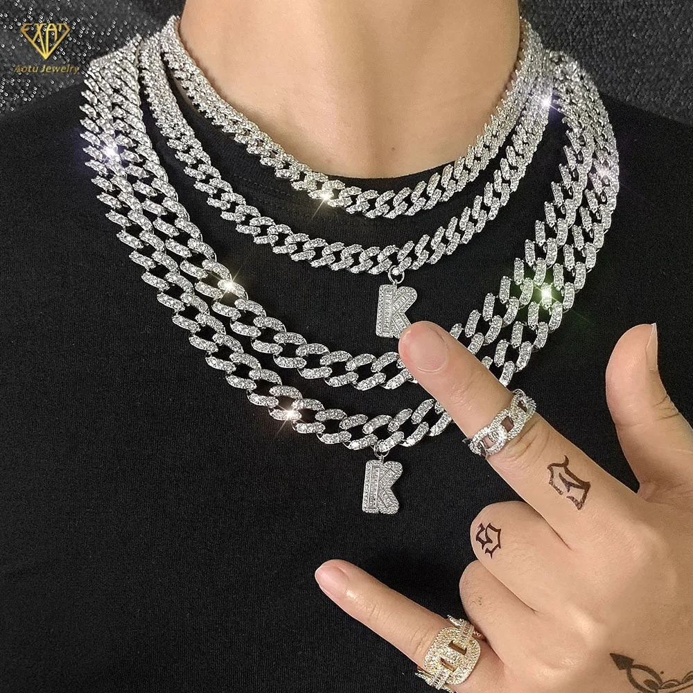 

Iced Out Cubic Zirconia Miami 18K Gold Plated Cuban Chain Link Men Custom Name Initial Necklace