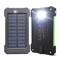 

Outdoor Compass Led Flashlight Portable 10000 mah 10000mah Dual USB Output External Battery Waterproof Charger Solar Power Bank