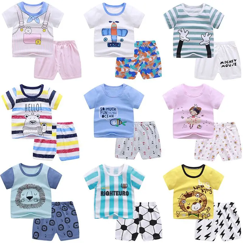 

Hot Sell High quality children Baby Girls Boys Clothes Wholesale Summer kid clothing set