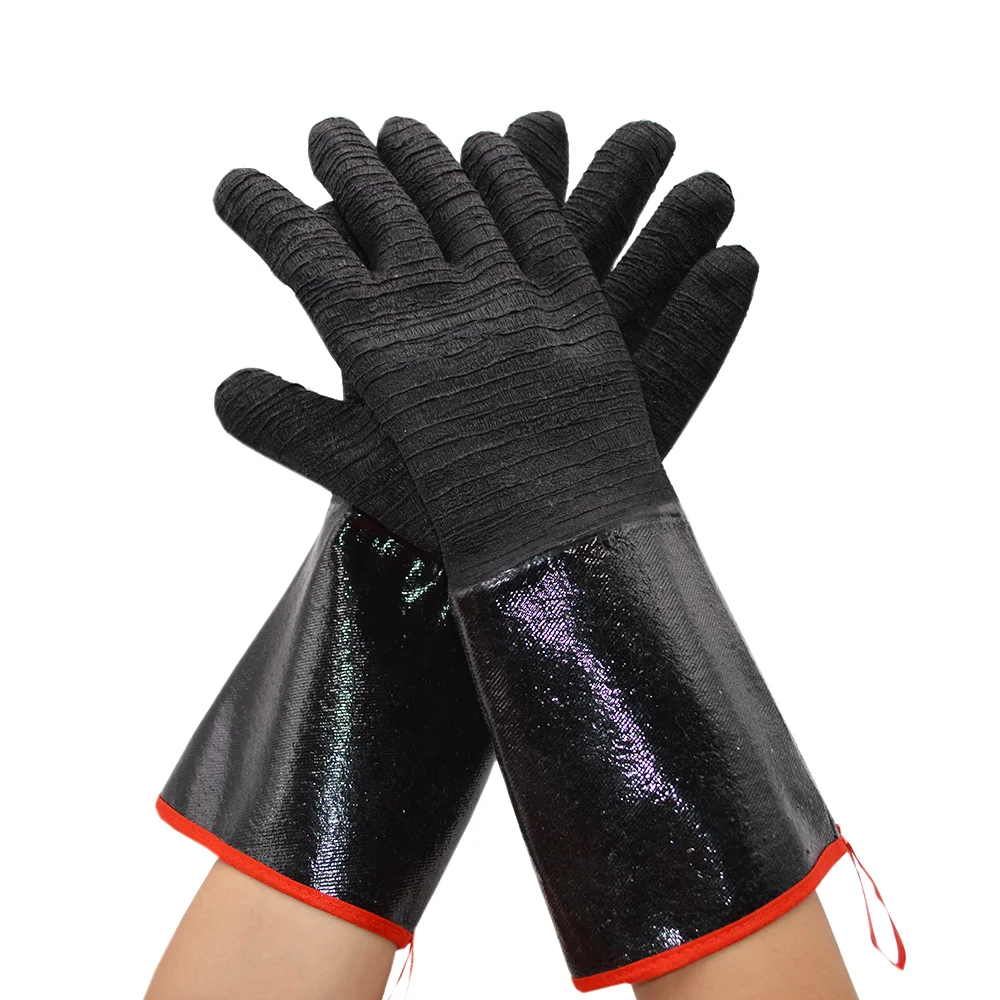 

High temperature resistant 500 degrees acid alkali resistant gloves baking barbecue insulated oven microwave oven anti-scalding, Black