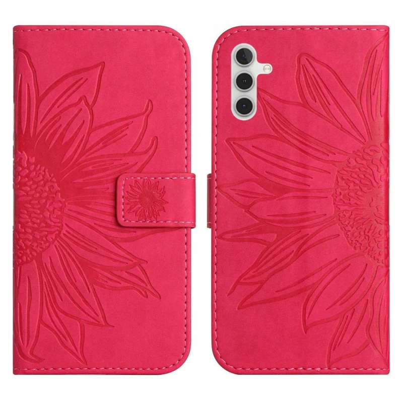 

In Stock For Samsung Galaxy A14 5G Feel Sun Flower Embossed Flip Leather Phone Case