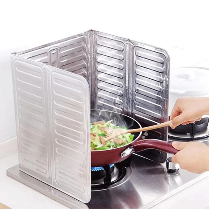 

Kitchen Stove Plate Prevent Oil Splash Cooking Hot Baffle Oil Splash Guard Back Splash For Kitchen, Silvercustom color