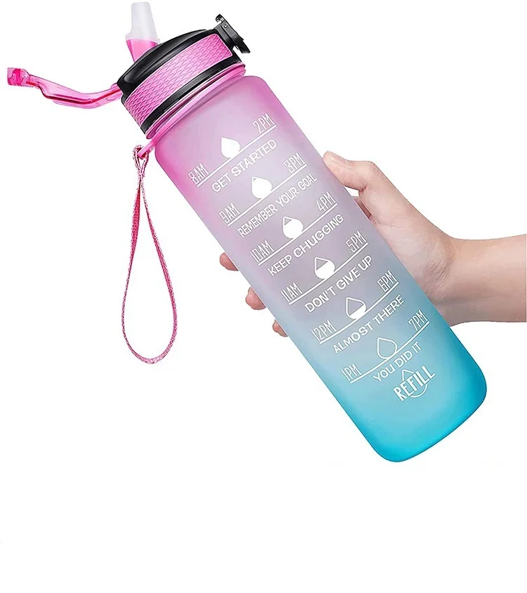 

High Quality Heat Insulation Materials Motivational Water Bottle With Plastic Lid