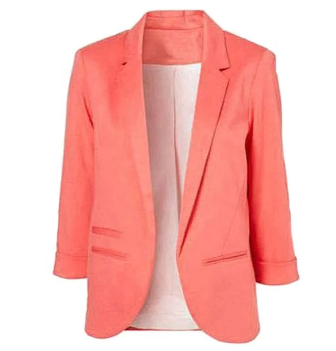 

2020 latest hot sale wholesale fashion european designs top women solid color casual suit blazer jacket ladies fancy blazer, Picture