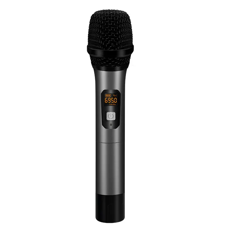 

Promotional hand held karaoke mic wireless microphone with LED display UHF MIC