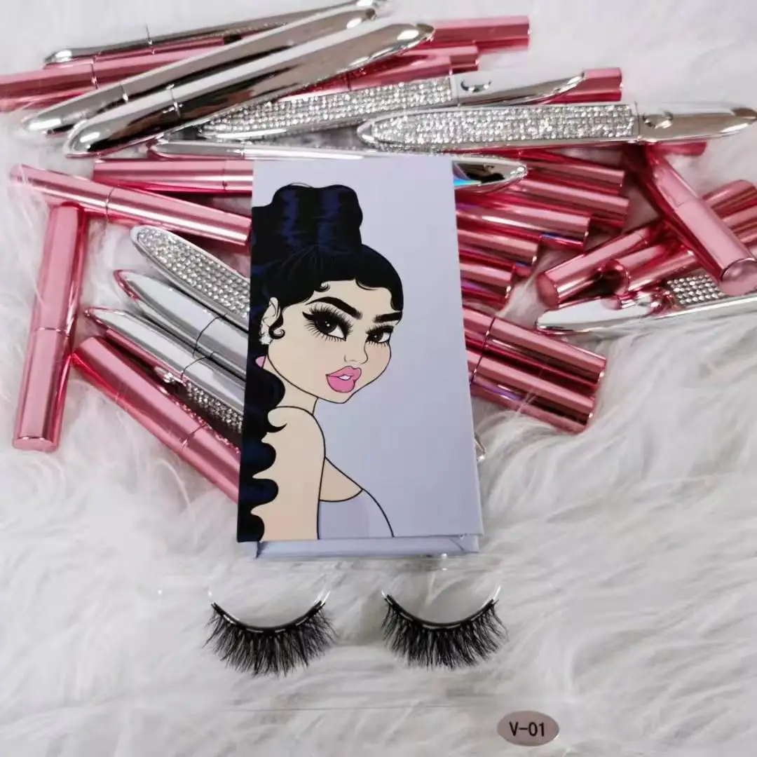 

Wholesale Long Dramatic 3d mink silk strip eye lashes 25mm Real Siberian Mink Eyelashes private label eyelash, Black color