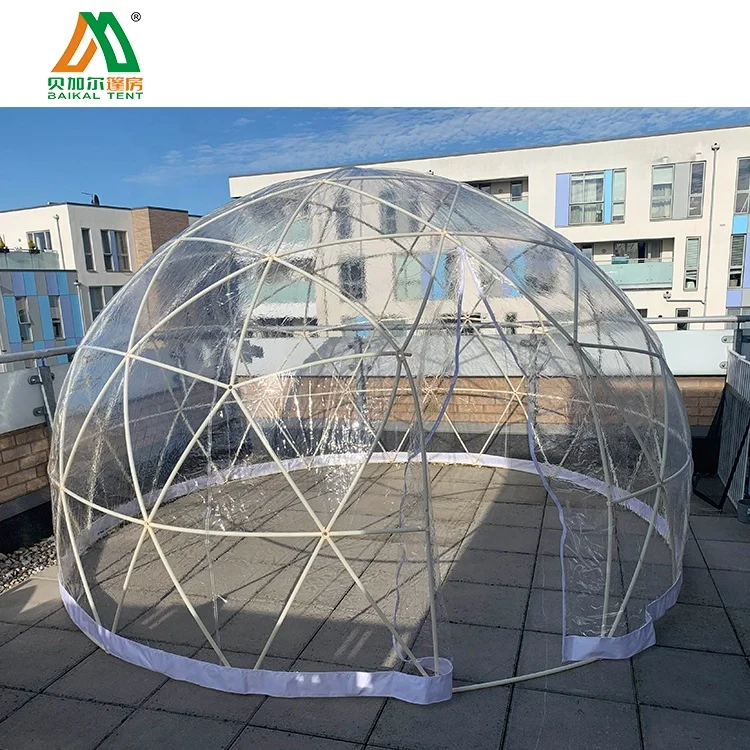 

3.6m clear transparent outdoor garden plastic igloo dome tents for dining/cafe