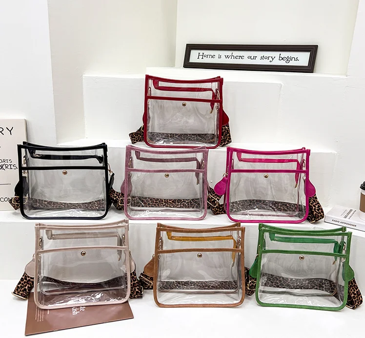 

In Stock Hot Sale Crossbody Clear Bag With Leopard Guitar Strap