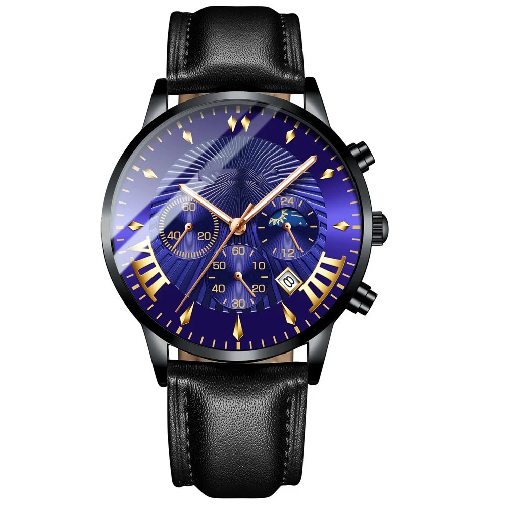 

Men's Watch Waterproof Chronograph Leather Watch Calendar Quartz Wrist Watch For Men Clock