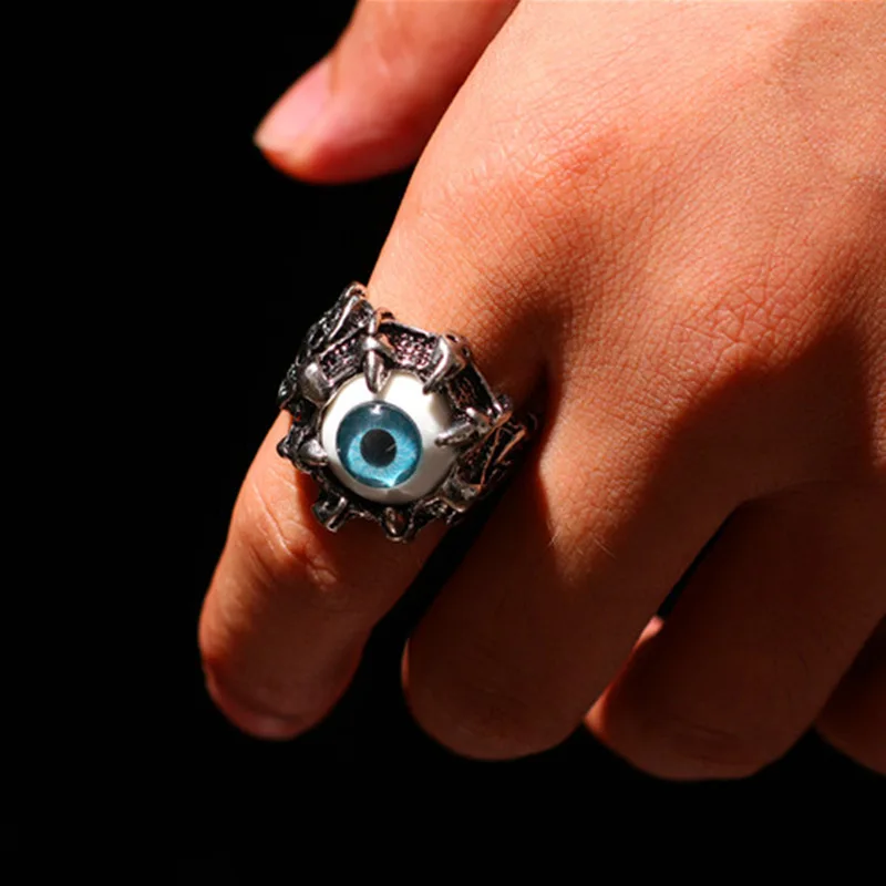 

Gothic Evil Eyeball Charm Ring Jewelry Gift Men Fashion Jewelry, Blue eyes 1, blue eyes 2, red eyes 1, red eyes 2