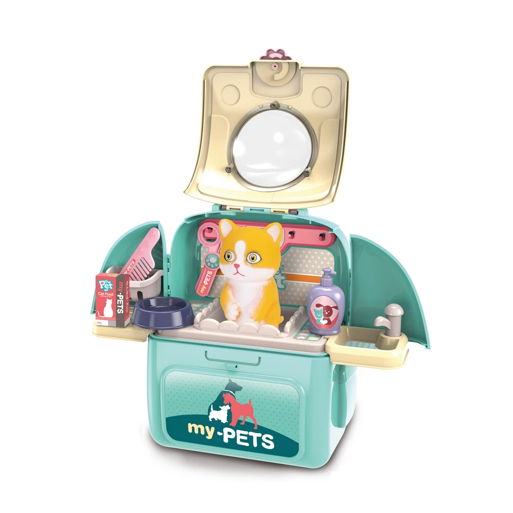 
2020 pretend set grooming pet vet backpack dog cat toys kids doctor kit for gift | care pet play set 