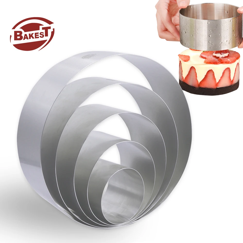 

Bakest Custom High Mousse Ring Mould Set Seamless Stainless Steel Metal Personssional Kitchen For Round Cheese Cake Shaped Molds