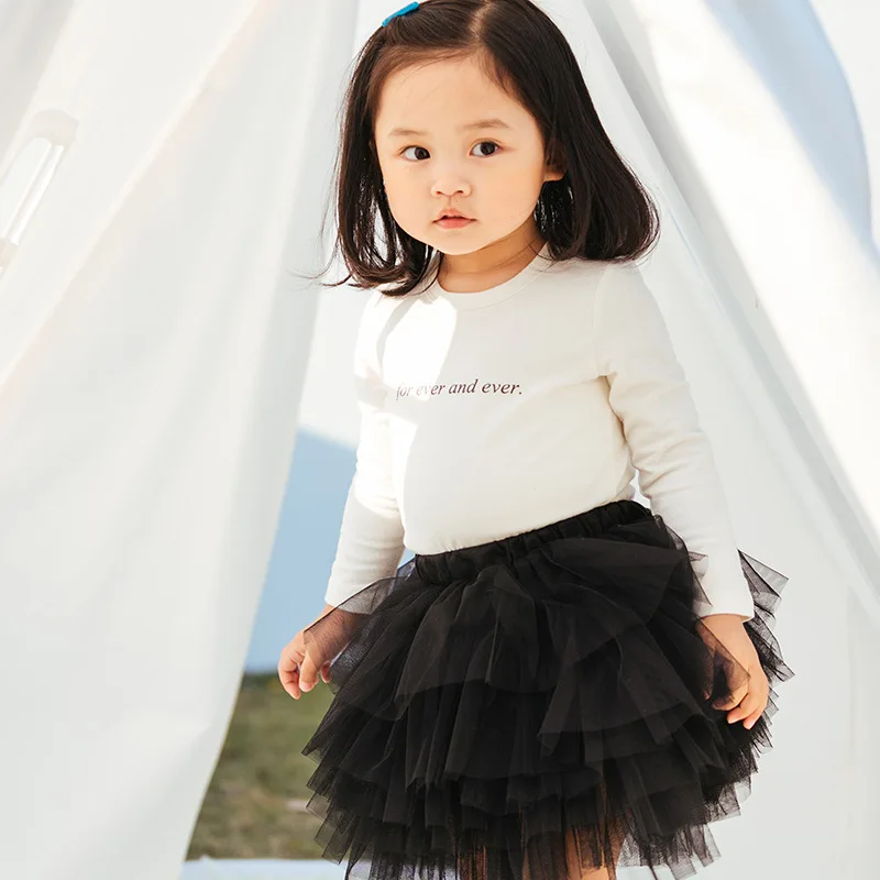 

New Black Color Cotton Tulle Skirt Baby Girl Skirts Toddler Kids Tutu Skirts 3-8 Years Ball Gown Pettiskirts Party Clothes