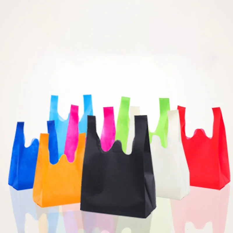 

Wholesale non-woven portable vest bag folding supermarket shopping tote bag, As show