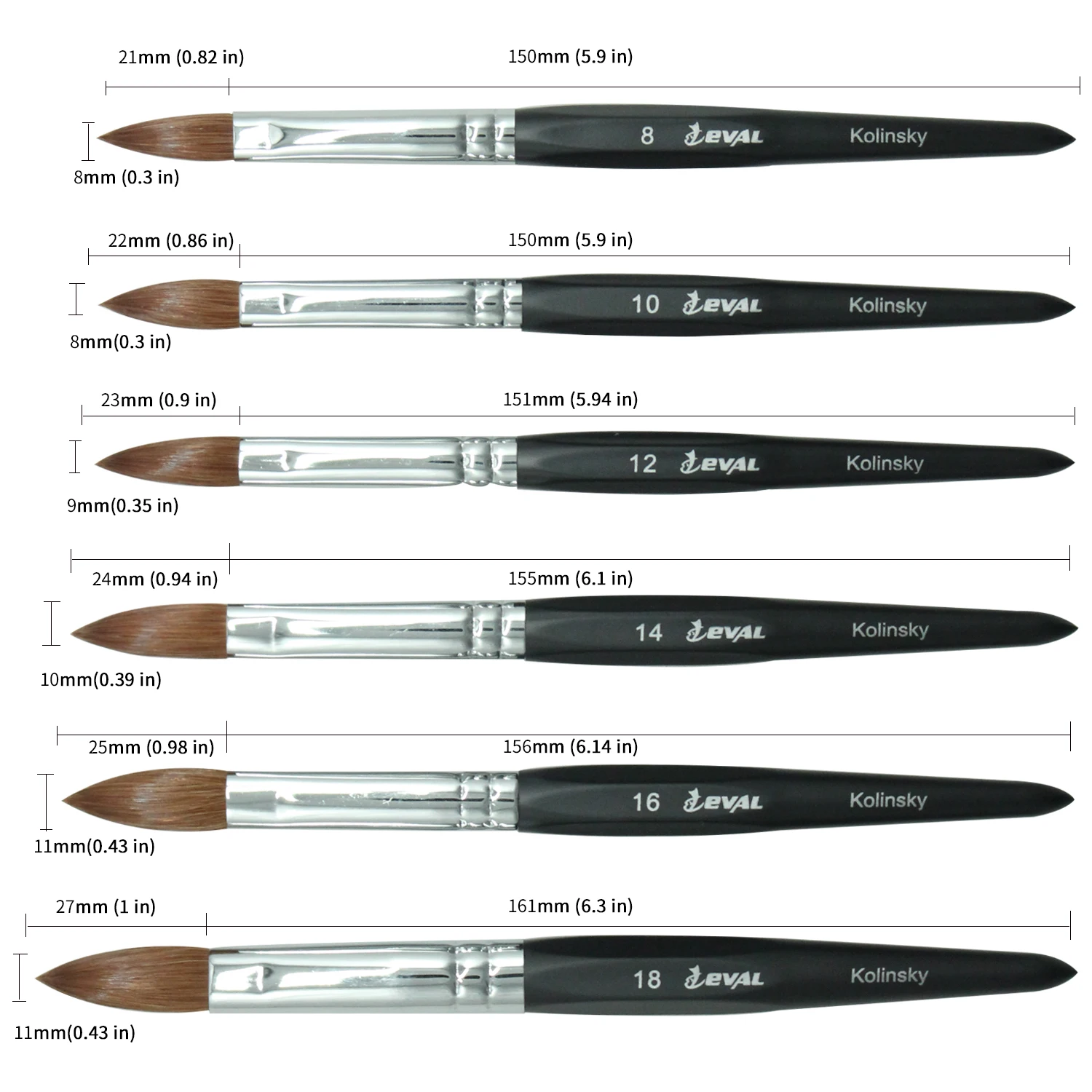 

New Six-angle kolinsky hair nail art brush acrylic nail brush size 12