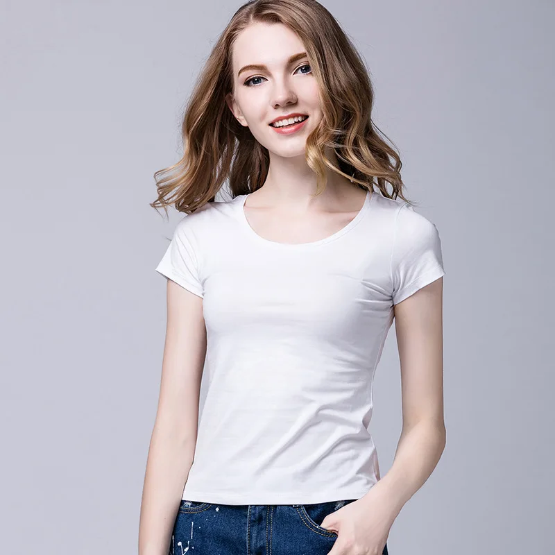 

2020 New arrivals women o neck Fashion Short sleeve slim cotton ladies t shirts