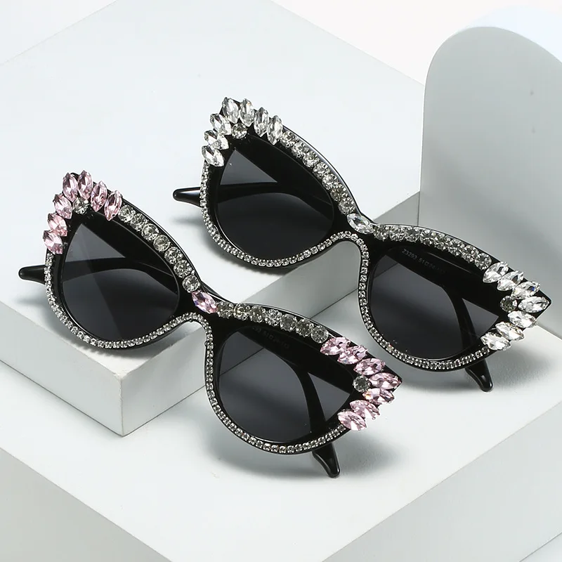 

0354 Cat eye Diamond decorated sunglasses Luxury crystal glasses 2022 new arrivals luxury designer sunglasses