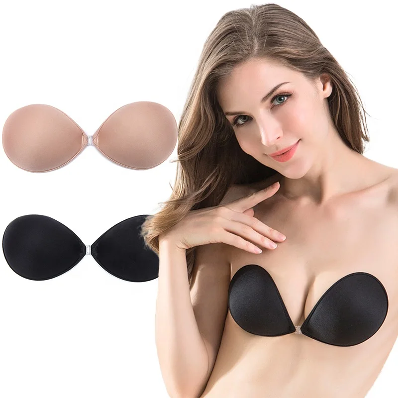 

Amazon Hot Selling Women Strapless Front Buckle Invisible Silicone Bras Push Up Sticky Bra