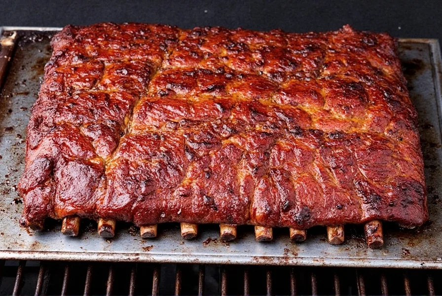 Hand trimming ribs on cutting board