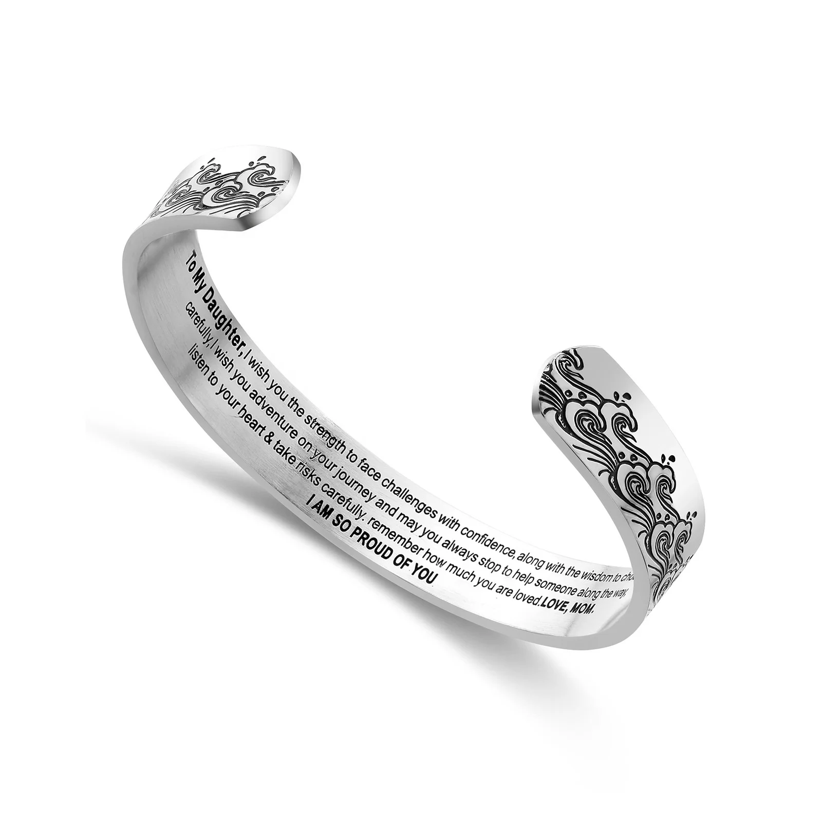 

Best Selling 316L Stainless Steel Bracelet Men Women Custom Engraved Stainless Steel Cuff Bracelet, Sliver