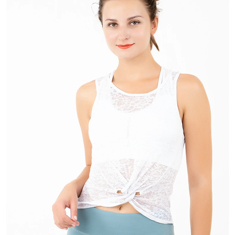 

Women Sleeveless Round Neck Knot Front Ladies Casual Sleeveless Knit Fitness Sexy Crop Tank Top