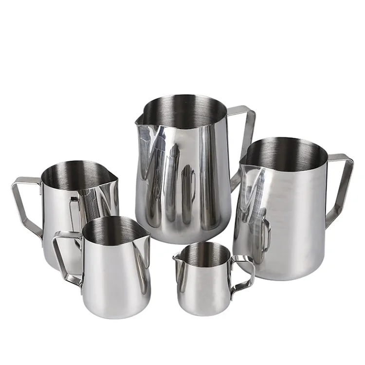 

Wholesale High Quality 304 Stainless steal Metal Mirror Polish Barista Coffee Milk Tea Frother Frothing Pitcher mini jug set