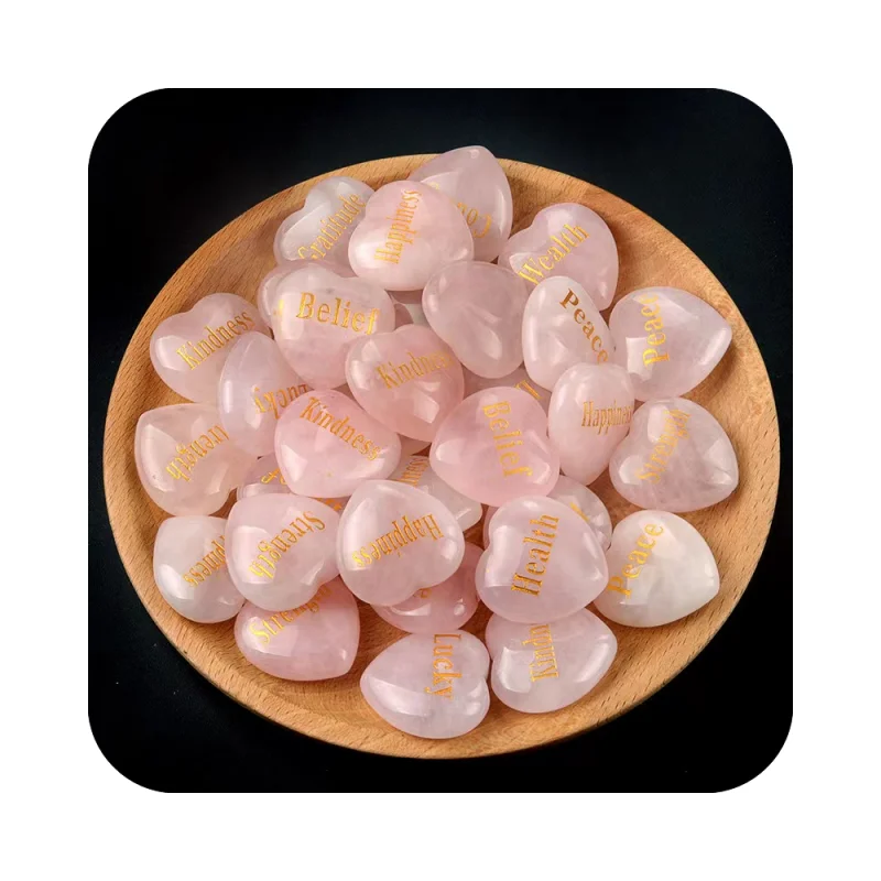 

Wholesale natural healing gemstone heart carvings rose quartz crystal hand crafts natur pink heart for gift