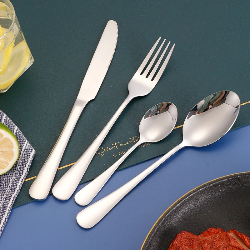Promotion Stainless Steel Fork Spoon Knife Set Black Silverware Luxury Set Wedding Flatware Gold Silver Cutlery Set in Bulk