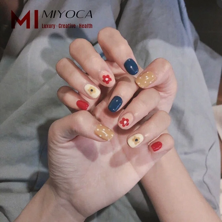 

MIYOCA 24pcs Hot Selling Cute Press On Nails Top Quality Square Fake Artificial Nails Private Label Nail Tips Perfect For Daily, Colorful