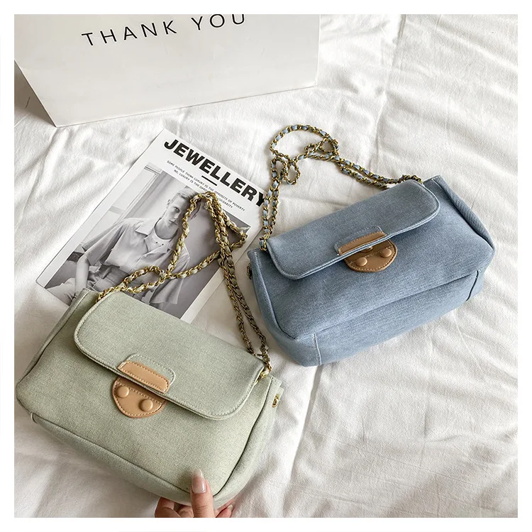 

BG-0464 Wholesale 2021 New Style Shoulder Square Messenger Bag Fashion Trends Ladies Luxury Handbag For Women Chain Canvas Bag, Picture color