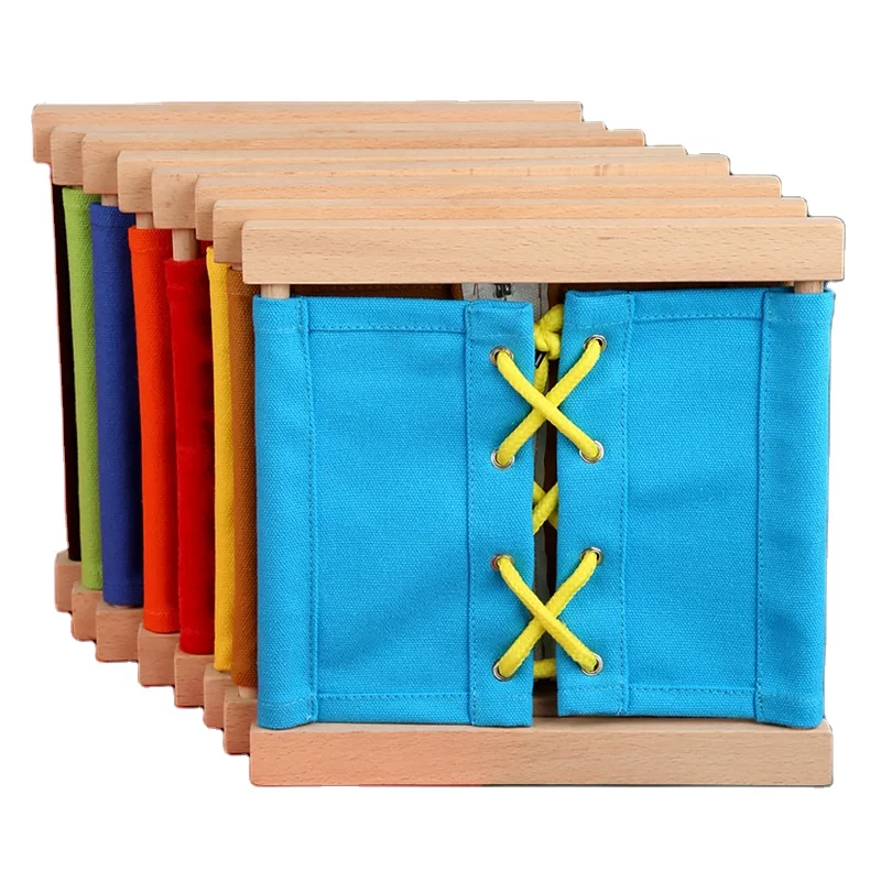 

Kids Funny Montessori Wooden Clothes Dressing Toys Educational Life Skill Teaching Toy